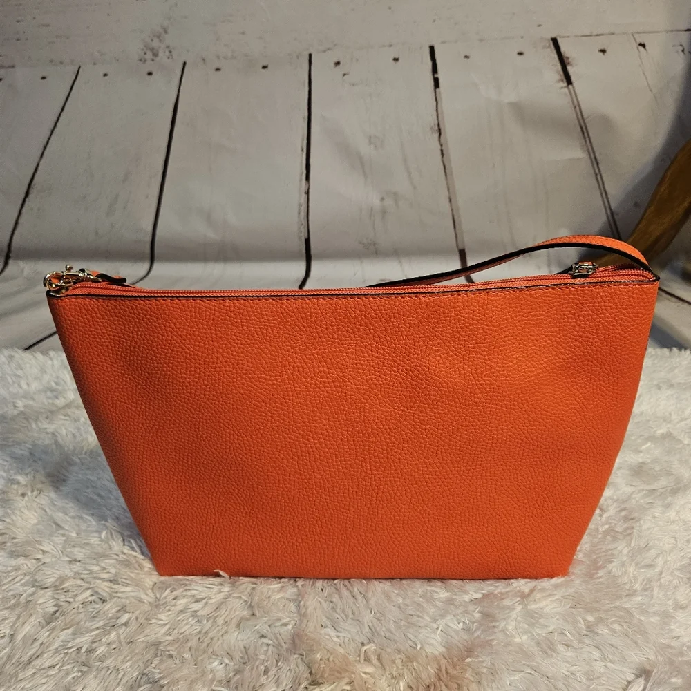 Guess Orange Faux Leather Cosmetic Bag Travel Pouch‎ Clutch - Picture 5 of 15